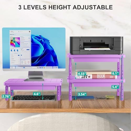 WALI Computer Monitor Stand with Storage, Monitor Riser 3 Height Adjustable - Image 2