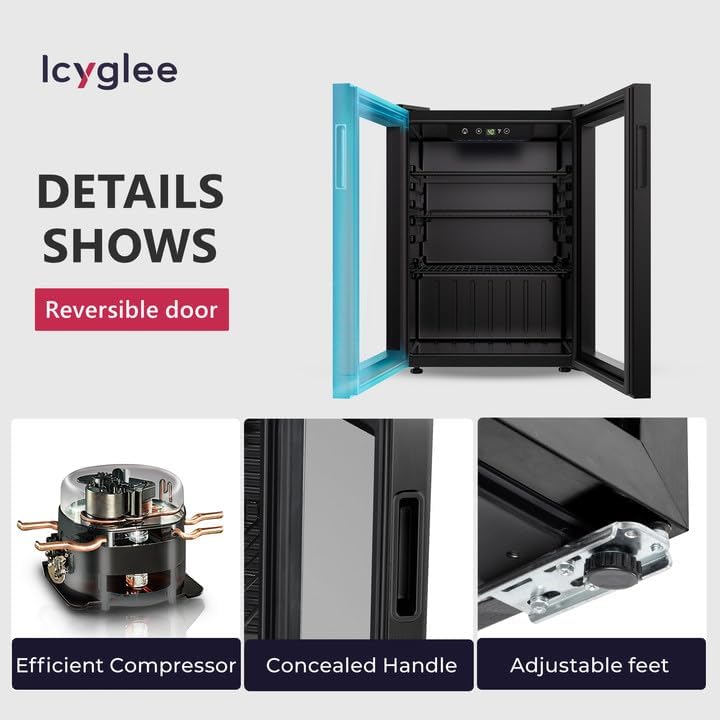 Icyglee 2.7 Cu.Ft Beverage Refrigerator Cooler, 100 Can Mini Fridge, Black - Image 4