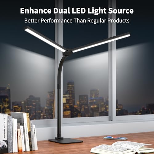 LED Desk Lamp Architect Task Light Dual Head Modern Flexible Gooseneck Tall - Image 3