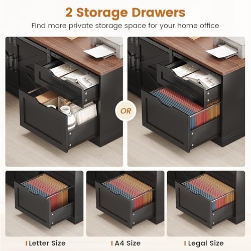 SEDETA Farmhouse 55 inch L Shaped Standing Desk with Storage Drawers - Image 6
