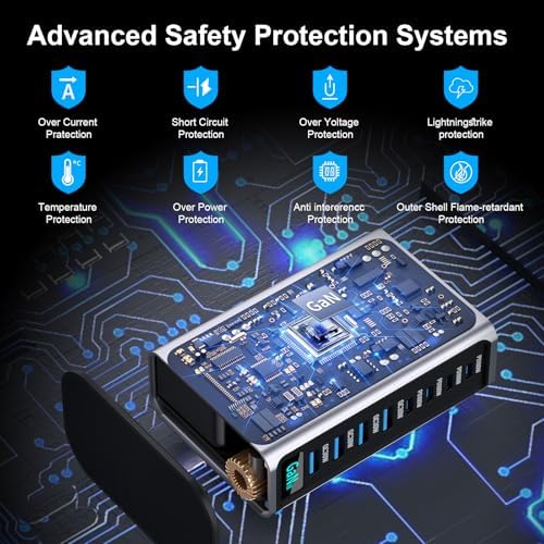 520W USB C Fast Charger Block, PD 3.1 100W 8 Port USB Charging Station, GaN Ⅲ Fast Charging Station for Multiple Devices, Laptop Wall Charger Compatible with iPhone 17/iPad/MacBook etc - Image 7