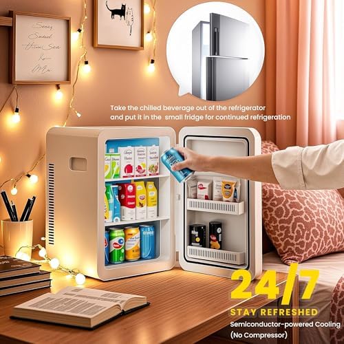 Kikihouse 22L/30Cans Mini Fridge for Bedroom, Portable Cooler & Warmer - Image 5