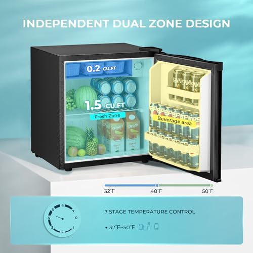 EUHOMY 1.7 Cu.Ft Mini Fridge, Compact Refrigerator for Dorm, Black - Image 2