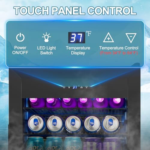 Beverage Refrigerator Mini Fridge 128can 3.2Cu.Ft Glass Door Lock Dorm - Image 5