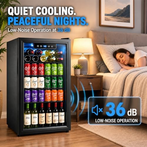 Beverage Refrigerator, 3.2 Cu.Ft Mini Fridge with Glass Door & Air Cooling, and Electronic Temperature Control for Beer, Wine, Soda, Compact Drink Fridge for Home, Office, Bar (3.2 Cu.Ft) - Image 4