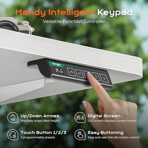 Huuger 78.7'' x 29.5'' Large Electric Standing Desk, Height Adjustable Computer Desk, 29.5" Deep Desktop, Stand up Gaming Office Desk with 2 Hooks, 3 Preset Heights, for Home Office, White - Image 6
