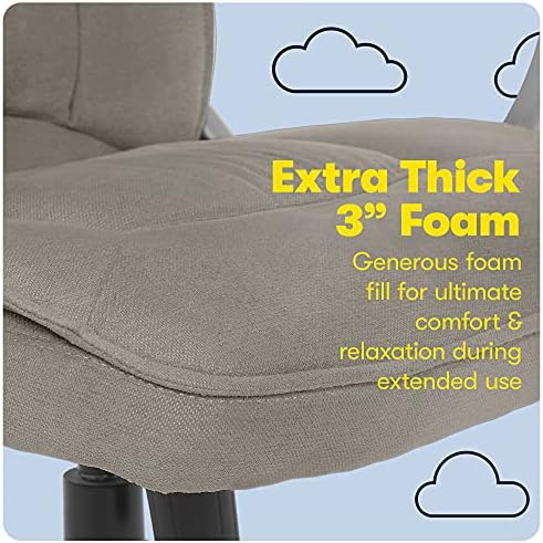 Serta Hannah Executive Home Office Desk Chair, Ergonomic Mid-Back with Lumbar Support, Firm Seat Cushion, Layered Body Pillows, Padded Armrests, Swivel Base, Easy Assembly, Microfiber, Gray/Silver - Image 6