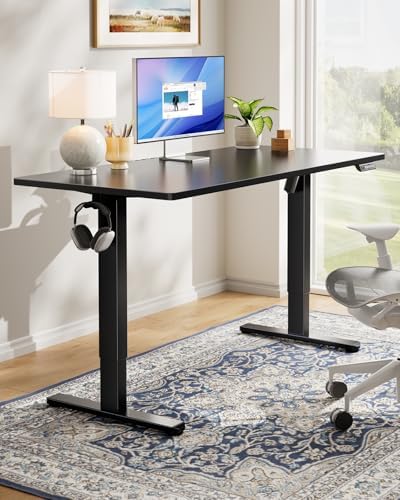HUANUO Electric Standing Desk, Whole Piece Desktop, Adjustable Height Computer Desk, 4 Height Memory Settings, Sit Stand Up Desk for Home Office, 40" x 24", Black - Image 2