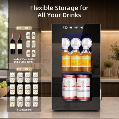 Antarctic Star Mini Fridge Beverage Refrigerator, 10L Small Drink Fridge for Bedroom, beverage cooler with Digital Temp Adjustment 40-61°F, Ideal for Bedroom, Dormitory, Office, Bar and Kitchen - Image 4