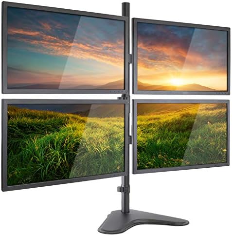 Mount-It! Quad Monitor Stand for 4 Screens up to 32", Free Standing Multi Monitor Desk Mount, Height Adjustable 34.8", 17.6 lbs Each, VESA 75x75 100x100, Steel 4 Monitor Stand, MI-2784 - Image 2