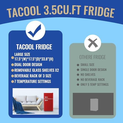 3.5 Cu.ft Refrigerator with Freezer Double Door Retro Fridge - Image 5