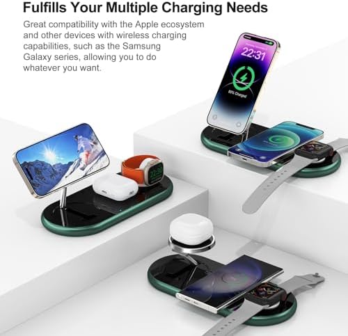 3 in 1 Charging Station for Apple Devices, Faster Mag-Safe Charger Stand, Magnetic Wireless Charger Station for iPhone 17 16 15 14 13 12 Pro Max Plus, Apple Watch iwacth & AirPods, (Alpine Green) - Image 4