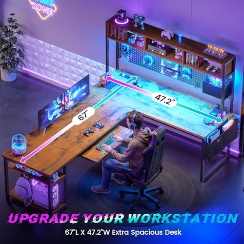 SEDETA L Shaped Computer Desk, Reversible Corner Desk with Power Outlet - Image 5