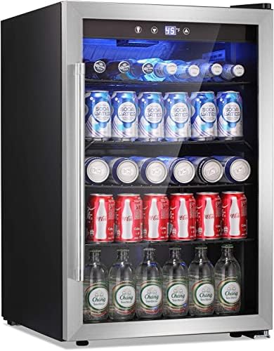 Antarctic Star Beverage Refrigerator Cooler - 145 Can Mini Fridge Glass Door for Soda Beer or Wine, Clear Front Door for Home Office or Bar, 4.4Cu.Ft by AntarcticStar