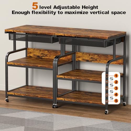 EasyCom 23.6"×18.9" Extra Large Printer Stand with Drawer & Wheels - Image 4