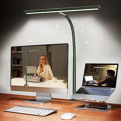 Airlonv LED Desk Lamp with Clamp, 17" Stepless Dimming Light, Green by Airlonv