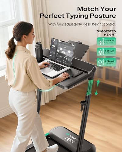 UREVO Foldable Treadmill with Adjustable Laptop Desk, 12% Auto Incline - Image 4