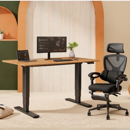 FLEXISPOT E6 Solid Wood Dual Motor 3-Stage Electric Standing Desk, 55 x 28 - Image 2