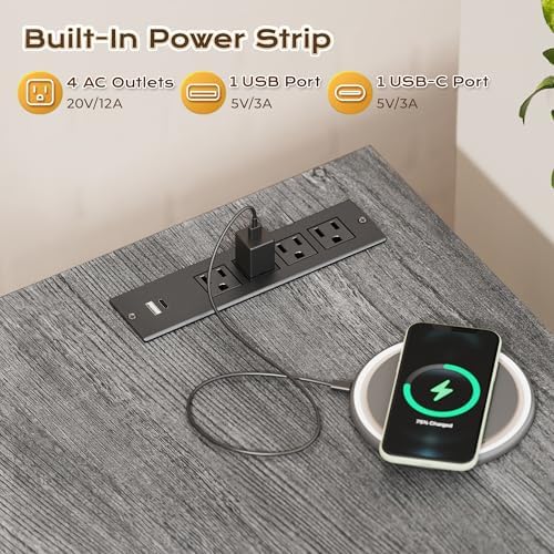 PRAISUN 47 X 24 Inch Deeper Desk with Power Outlets - Image 3