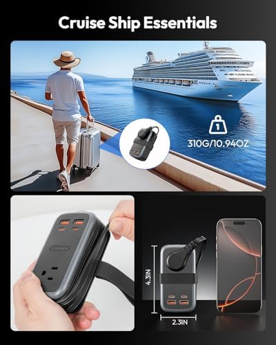 NTONPOWER GAN Ultra 65W USB Fast Charging Station, 7 in 1 Travel Power Strip with 3 Outlets 4 USB (2 C), Extension Cord 4ft, Travel Essentials, Cruise Essentials 2026,Compatible with MacBook, iPhone - Image 4