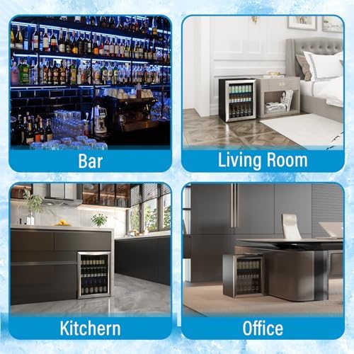 Erivess 76 Can Mini Fridge, 1.7 Cu.ft Beverage Refrigerator with Glass Door - Image 7