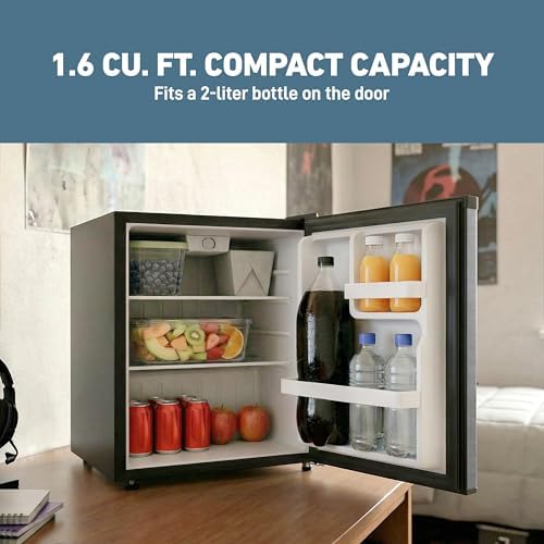 West Bend Mini Fridge Compact Refrigerator for Home Office or Dorm, Auto Defrost with Reversible Door, Energy Star Rated, 1.6-Cu.Ft., Stainless Steel - Image 2