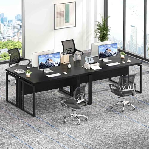 EXCEFUR Black Desk for Home Office, Modern Computer Desk, Wood and Metal Writing Study Table for Workstations, Living Room, Bedroom, 53 Inch - Image 6