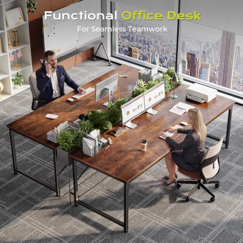 PRAISUN 70 Inch Computer Desk, Office Desk, Spacious Desktop, Rustic Brown - Image 7