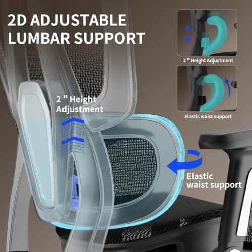Mesh Office Chair, Ergonomic Office Chair, Home Office Desk Chairs with Headrest, 90-135° Tilt Lock and Breathable Backrest & Lumbar Support, 5D Armrest, Computer Chairs (Large Chair) - Image 6