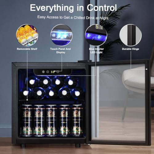 Antarctic Star Mini Fridge 12 Bottle 48 Can Beverage Refrigerator Cooler-with Glass Door for Beer Soda Drinks or Wine,Freestanding Beverage Fridge for Home and Bar,1.3 Cu. Ft. - Image 3