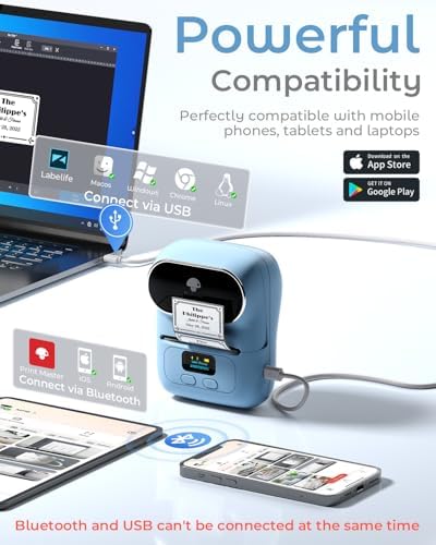 Phomemo M110 Label Maker with 3 Tapes, Bluetooth Thermal Printer, Blue - Image 5