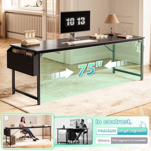 PRAISUN 79'' Computer Desk with Fabric Storage Bag - Image 5