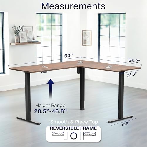VIVO Dark Walnut 63 x 55 in Corner Standing Desk, DESK-E3CTD - Image 5