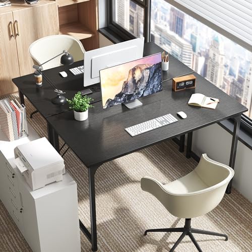 Huuger 48 Inch Office & Gaming Desk with Storage, Modern Simple Design, Large Legroom, Black Metal Frame - Image 2