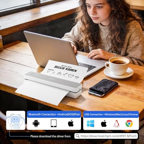 HPRT Portable Printer Wireless for Travel, Inkless Thermal Printer White - Image 3