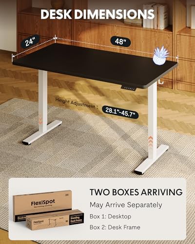 FLEXISPOT EN1 48"x24" One-Piece Standing Desk, Black - Image 6