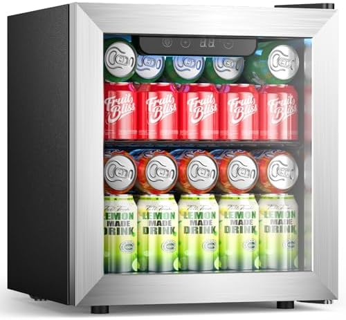 Beverage Refrigerator, 50 Cans Commercial Mini Fridge Cooler, 1.3 Cu.ft with Glass Door, Adjustable Shelves, Digital Temperature Freestanding Small Drink Fridge Soda Beer or Wine for Home Dorm Bar by COWSAR