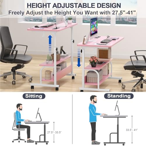 Armocity 32" Rolling Standing Desk with Charging Station for Couch Bed - Image 6