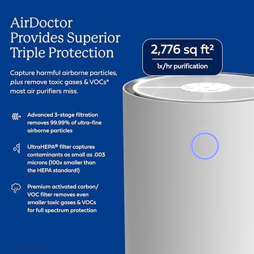 AIRDOCTOR AD4000 Air Purifier. Perfect for Large Rooms, Basements Up to 2,776 ft2. Removes Smoke, Dust, Pet Hair, Odors, Pollen. Hospital-Grade UltraHEPA & Premium Carbon Filtration - Image 2