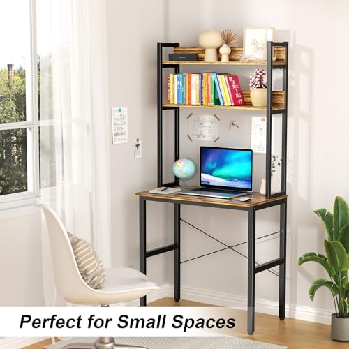 Aquzee Small Desk with Shelves, Computer Desk with Hutch, 31" - Image 6