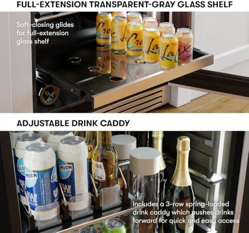 Zephyr 24" Wine Fridge & Beverage Refrigerator Single Zone Under Counter - Mini Wine Cooler Cellars Small Beer Fridge Cabinet Drink Chiller Freestanding Wine Beverage Cooler, 7 bottles,112 cans - Image 5