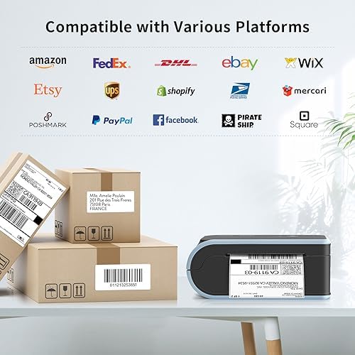 JADENS Bluetooth Thermal Label Printer, Wireless with Built-in Paper Bin - Image 3