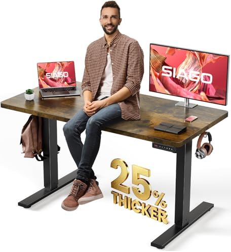SIAGO Electric Standing Desk Adjustable - 48 x 24 Inch Sit Stand up Desk with Cable Management - 3 Memory Preset Adjustable Height Table by SIAGO