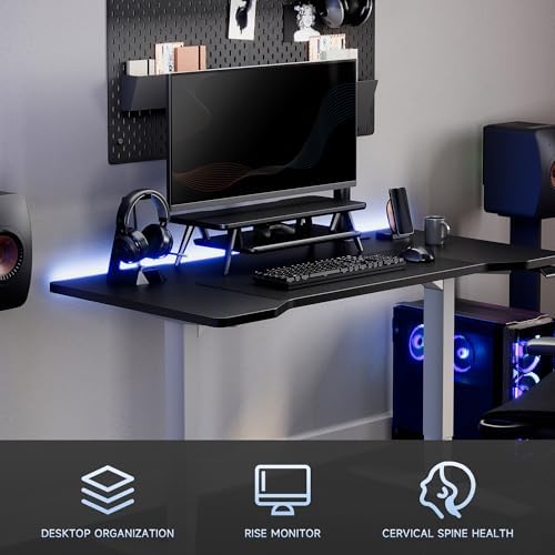 Fenge Monitor Stand Riser, Wooden Desk Shelf with 2-Tier Storage - Image 2