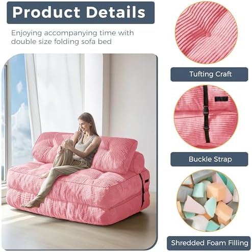 MAXYOYO Folding Sofa Bed, Convertible Chair Bed with Pillow - Image 5