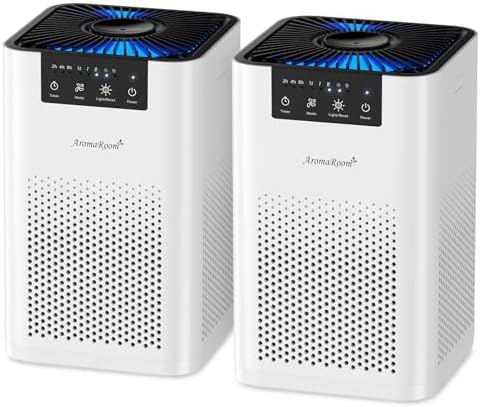 AromaRoom Air Purifiers for Bedroom, AP102-White, 2Packs, Dorm, Apartment by AromaRoom