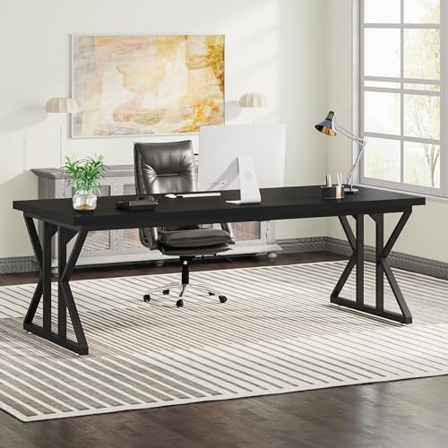 Tribesigns 78.7-Inch Executive Desk, Large Computer Office Desk Workstation, Modern Simple Style Laptop Desk Study Writing Table Business Furniture for Home Office (Black, 78.7 Inch) - Image 4