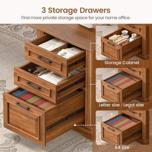 SEDETA 69" L Shaped Computer Desk with 4 Drawers, Storage Cabinet - Image 3