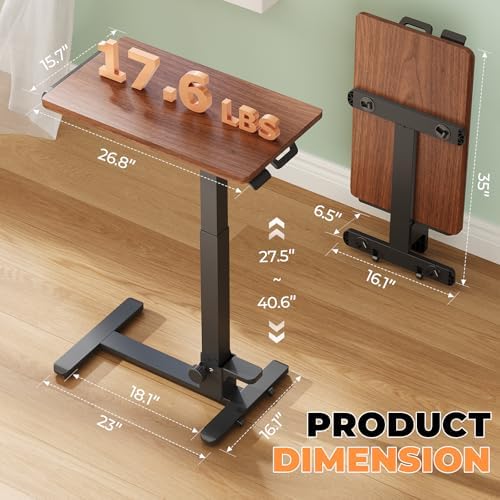 27" Foldable Standing Desk, No-Assembly Needed, Dark Wood - Image 2