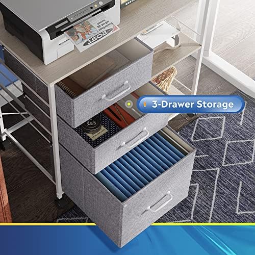 DEVAISE 3 Drawer Mobile File Cabinet, Fabric Lateral Filing Cabinet - Image 4